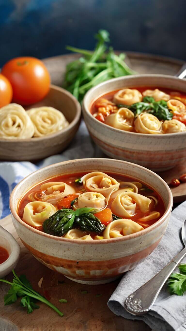 Kimchi Tortellini Soup 
