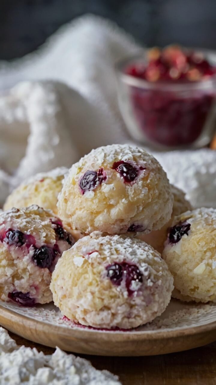 Blueberry Almond Snowball Cookies