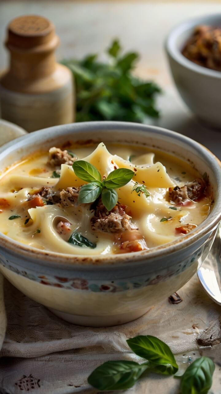 Creamy Alfredo Lasagna Soup 