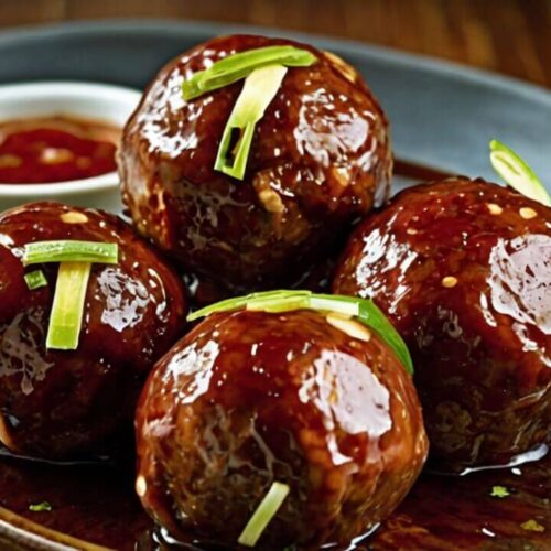 Korean BBQ Meatballs with Gochujang GlazeÂ