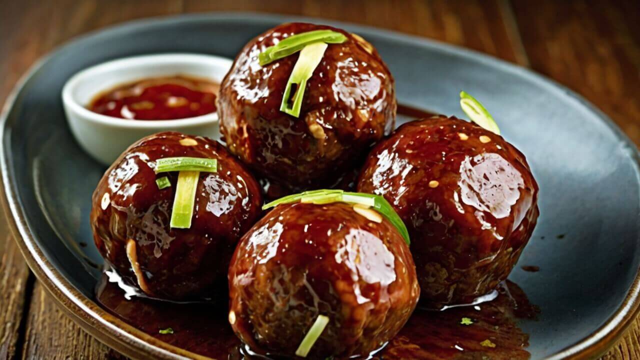 Korean BBQ Meatballs with Gochujang GlazeÂ