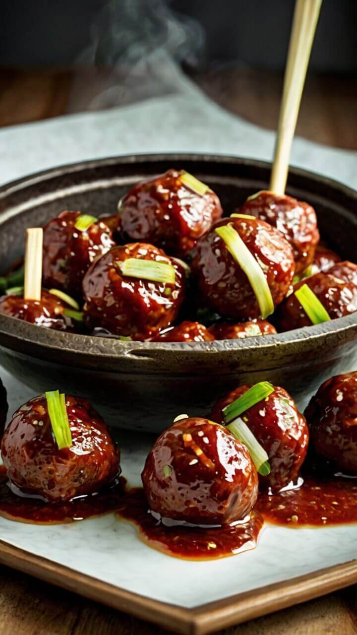Korean BBQ Meatballs with Gochujang GlazeÂ