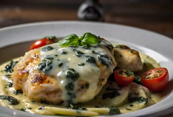 Mozzarella Chicken in Basil Cream Sauce RecipeÂ