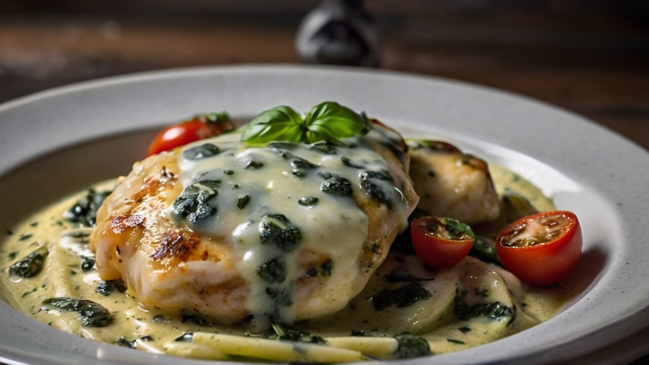 Mozzarella Chicken in Basil Cream Sauce RecipeÂ 