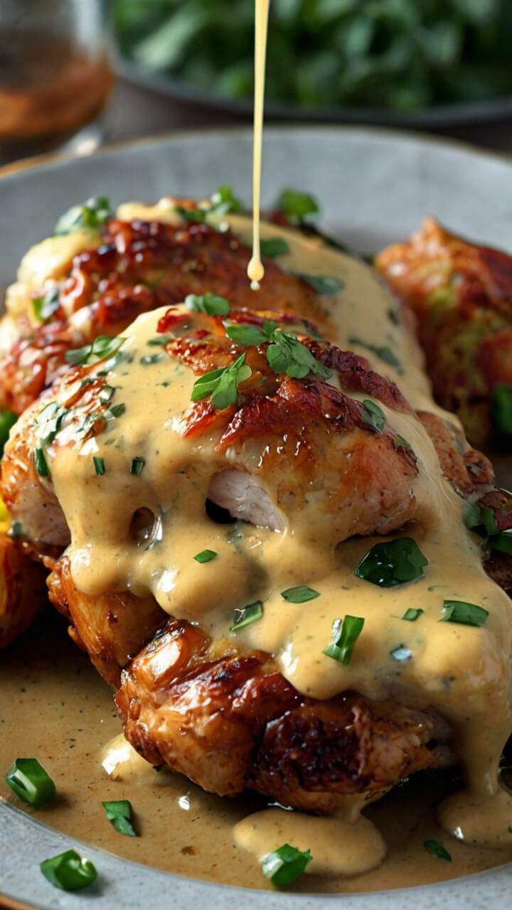 Pretzel Chicken with Mustard Cheddar Sauce