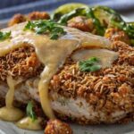Pretzel Crusted Chicken with Mustard Cheddar Sauce Recipe