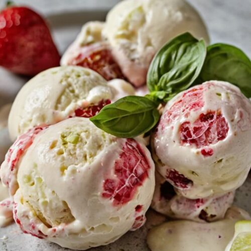 Roasted Strawberries and Lime Basil Ice Cream Recipe