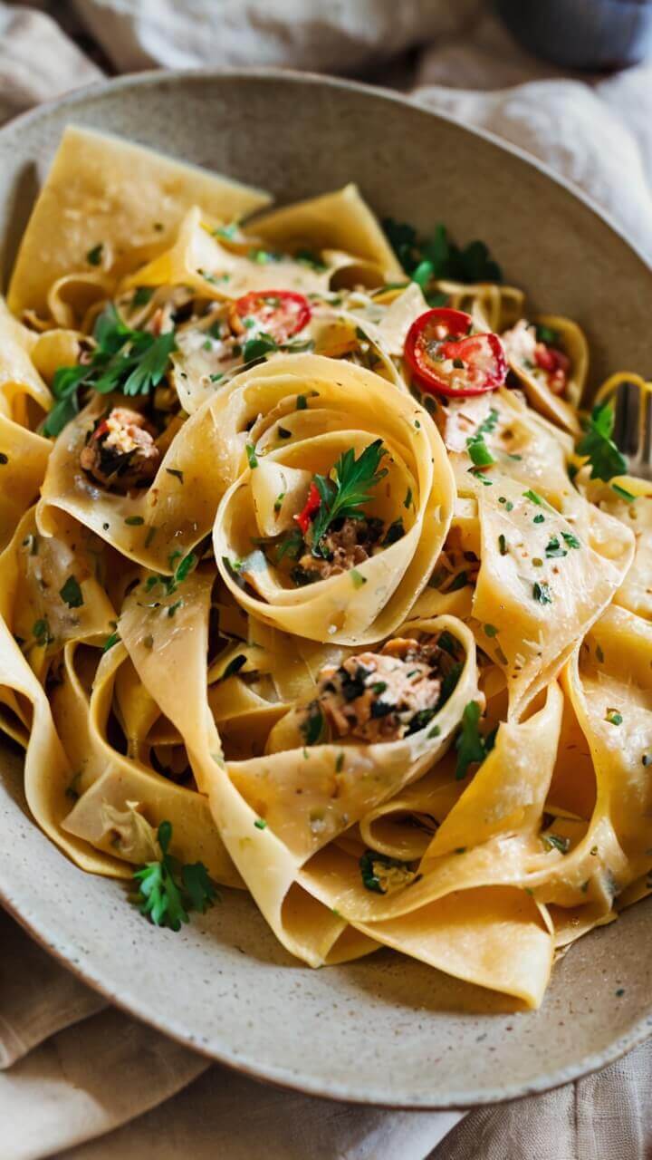 Spicy Creamy Pappardelle Pasta 
