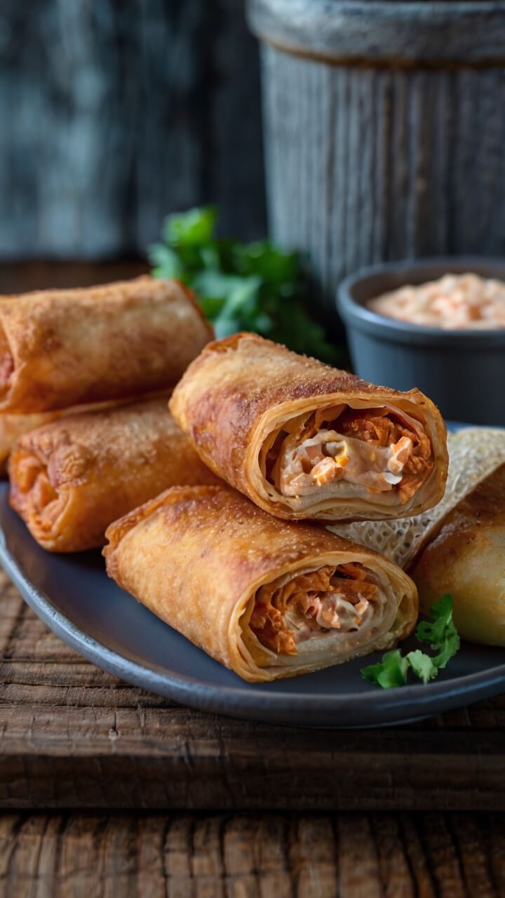 Buffalo Chicken Dip Egg Rolls