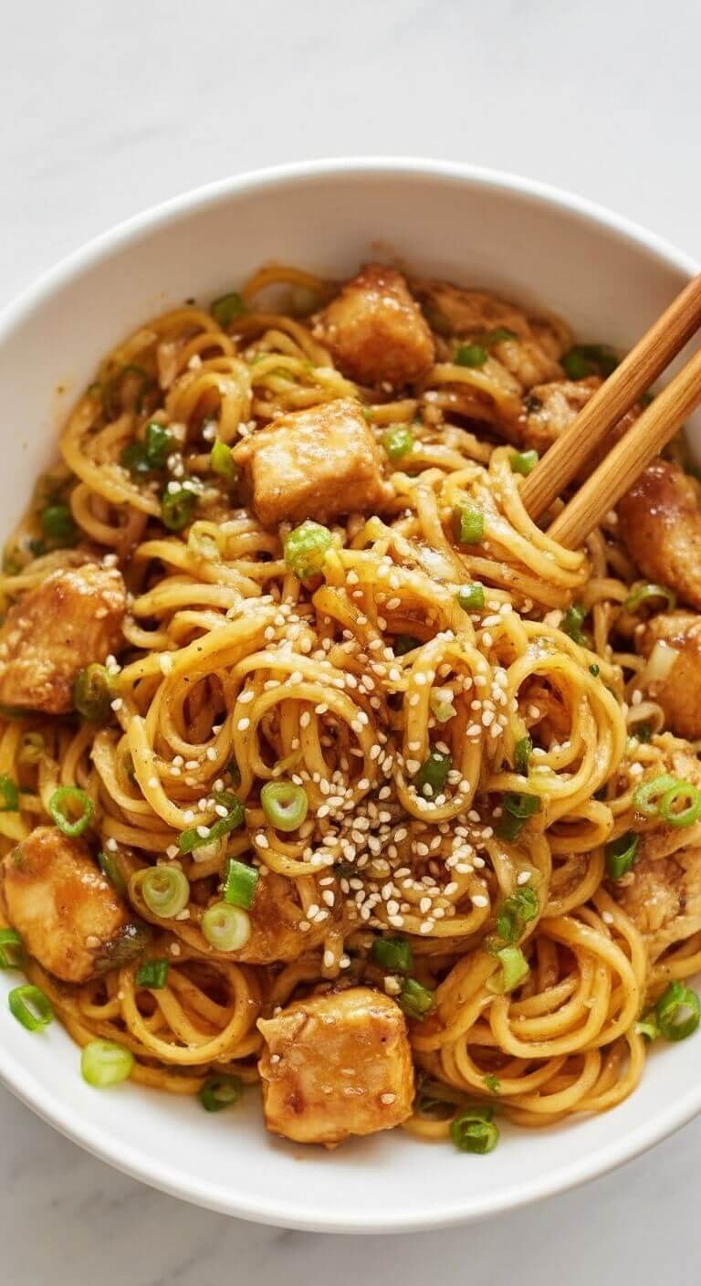 Sticky Garlic Chicken Noodles