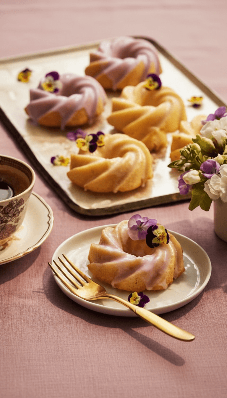 Mini Lemon Cakes With Lavender Glaze