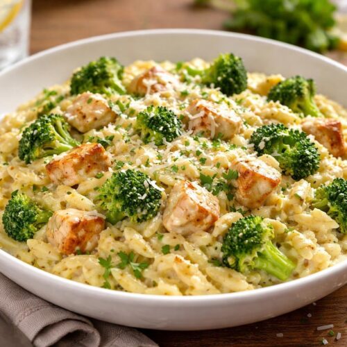 Cheesy Chicken Broccoli Orzo Recipe