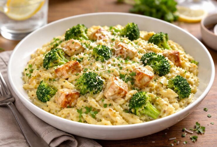 Cheesy Chicken Broccoli Orzo Recipe