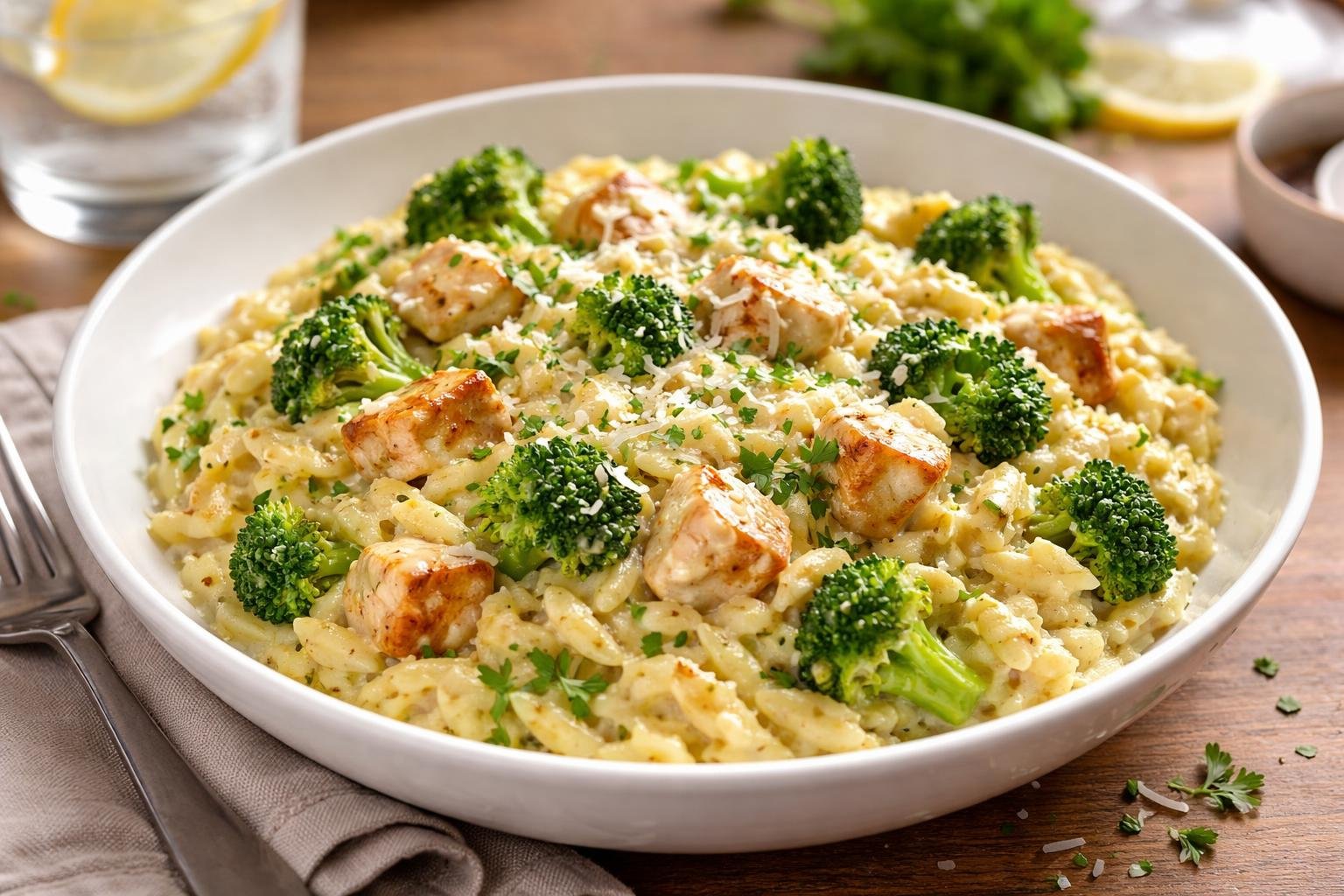 Cheesy Chicken Broccoli Orzo Recipe
