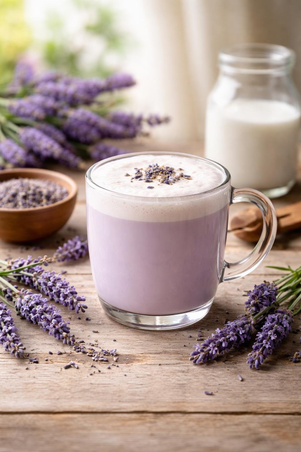 Homemade Lavender Milk Tea