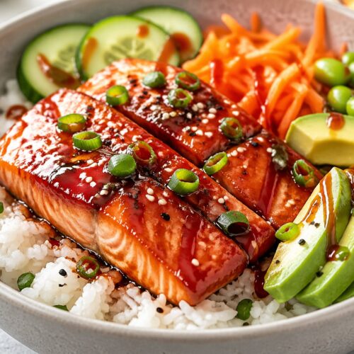 Sriracha Honey Salmon Bowls Recipe